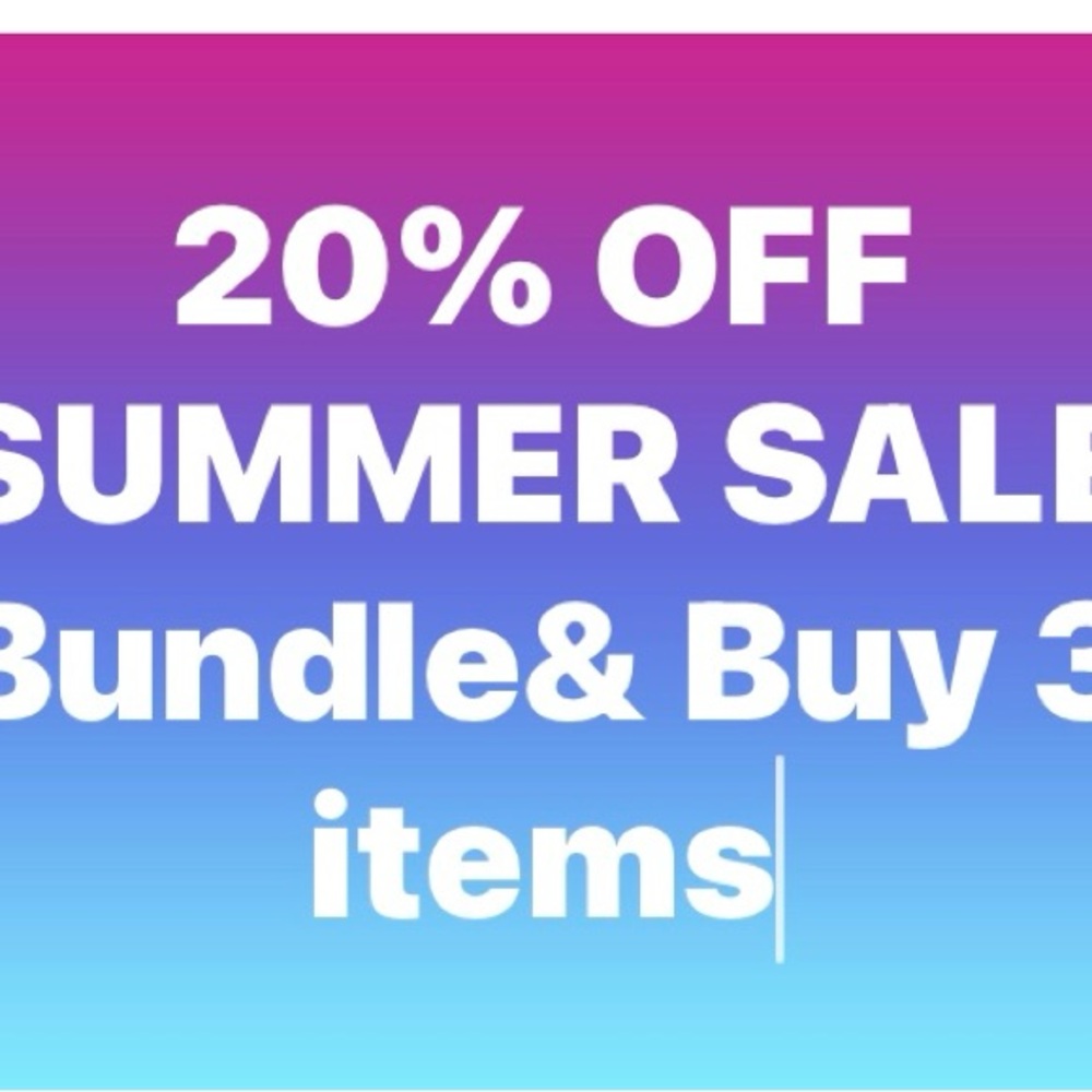 SUMMER SALE! GET 20% off when you Bundle 3 items from my closet! Happy shopping!
